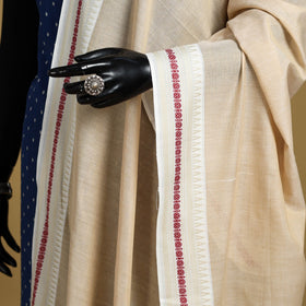 Beige - cotton jacquard dupatta with thread border 37