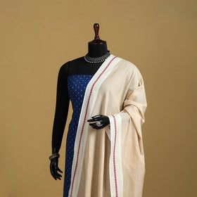 Beige - cotton jacquard dupatta with thread border 37