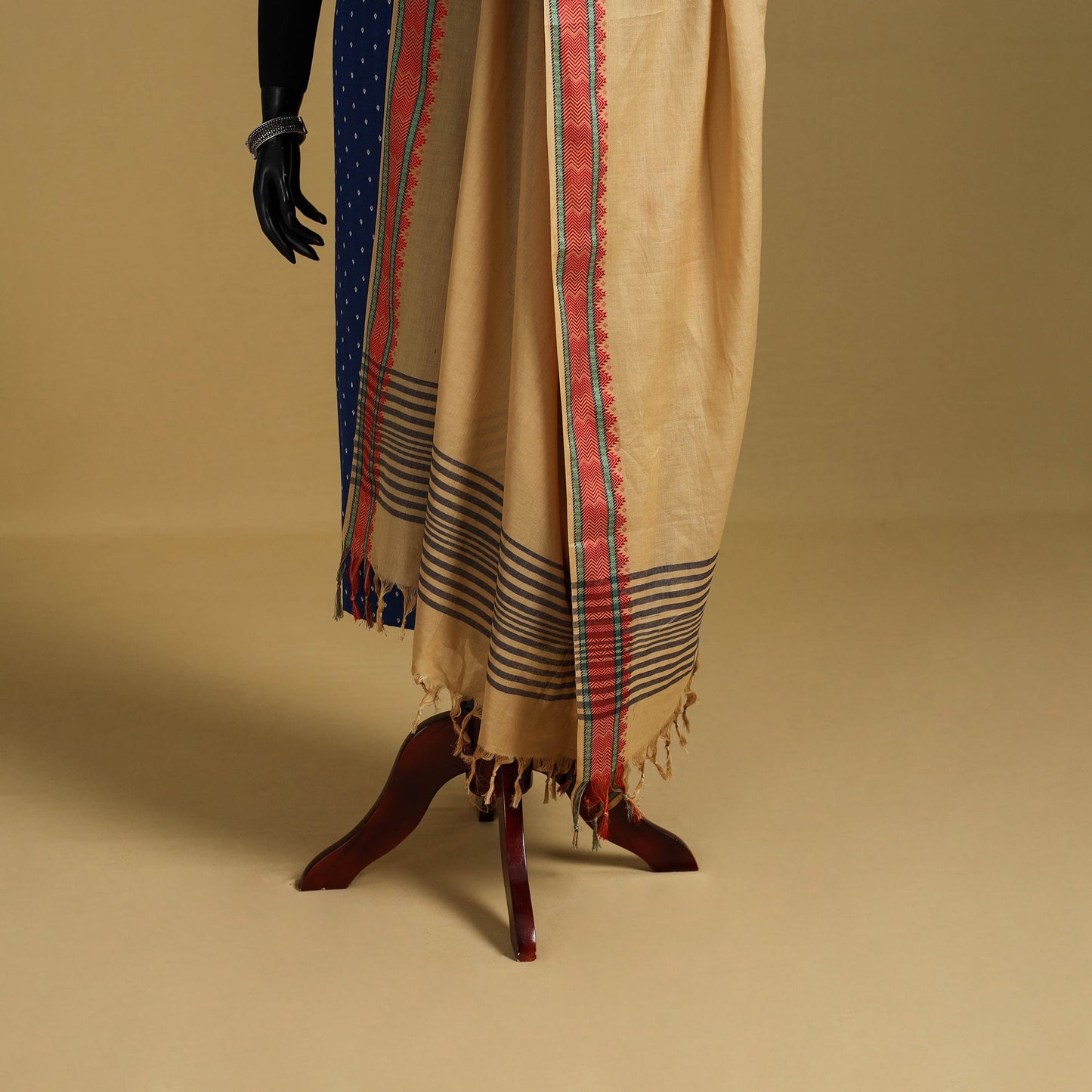 Beige - cotton jacquard dupatta with thread border20