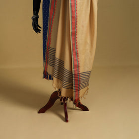 Beige - cotton jacquard dupatta with thread border20