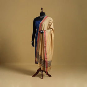 Beige - cotton jacquard dupatta with thread border20
