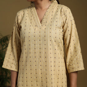Beige - cotton jacquard kurta set (set of 3) 08