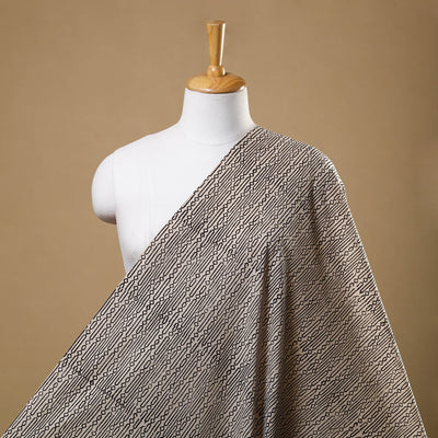 Beige Block Print Cotton Jahota Fabric