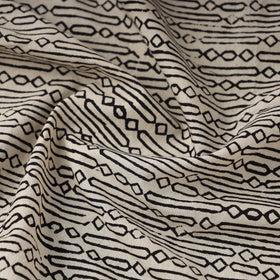 Beige Block Print Cotton Jahota Fabric