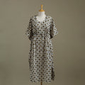 Beige Ajrakh Block Print Cotton Kaftan (Long)