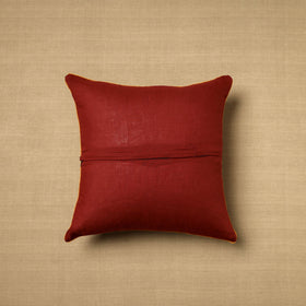 Beige Block Print Cotton Kalamkari Cushion Cover