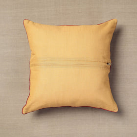 Beige Block Print Cotton Kalamkari Cushion Cover
