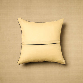 Beige Block Print Cotton Kalamkari Cushion Cover