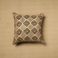  Beige Block Print Cotton Kalamkari Cushion Cover