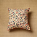  Beige Block Print Cotton Kalamkari Cushion Cover