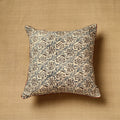 Buy Beige Block Print Cotton Kalamkari Cushion Cover