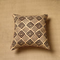  Beige Block Print Cotton Kalamkari Cushion Cover