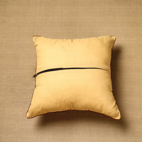  Beige Block Print Cotton Kalamkari Cushion Cover