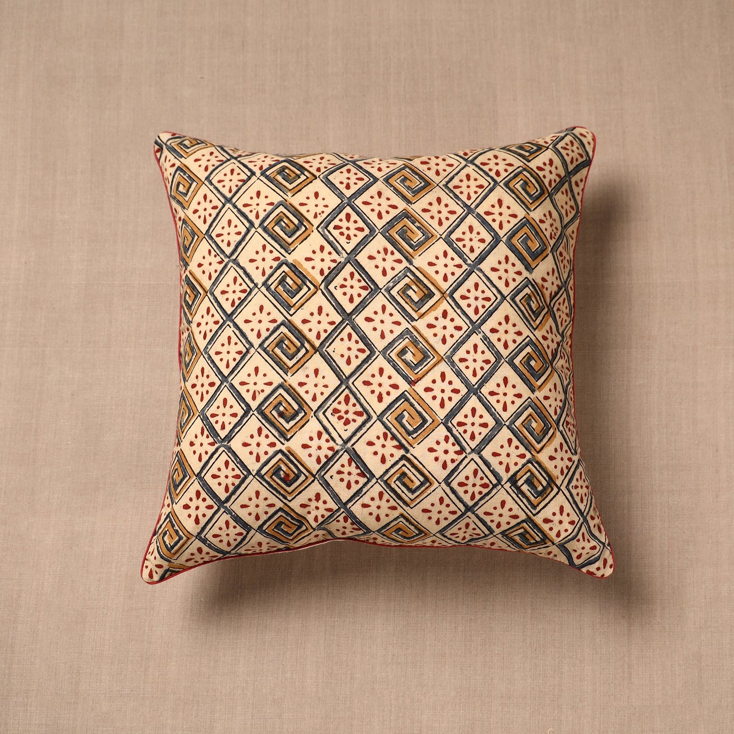  Block Print Cotton Kalamkari Cushion Cover