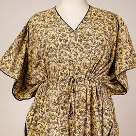 Buy Block Print Cotton Kalamkari Kaftan with Tie-Up Waist