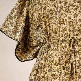 Buy Block Print Cotton Kalamkari Kaftan with Tie-Up Waist