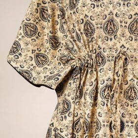 Buy Block Print Cotton Kalamkari Kaftan with Tie-Up Waist