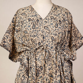 Buy Block Print Cotton Kalamkari Kaftan with Tie-Up Waist