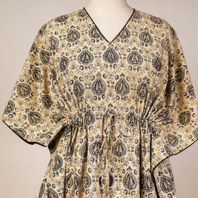 Buy Block Print Cotton Kalamkari Kaftan with Tie-Up Waist