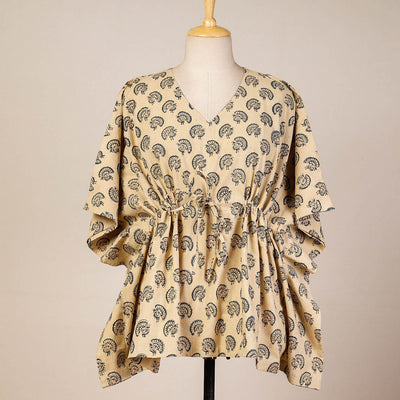 Block Print Cotton Kalamkari Kaftan with Tie-Up Waist