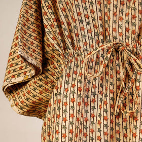Block Print Cotton Kalamkari Kaftan with Tie-Up Waist