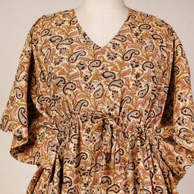 Block Print Cotton Kalamkari Kaftan with Tie-Up Waist