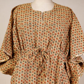 Block Print Cotton Kalamkari Kaftan with Tie-Up Waist