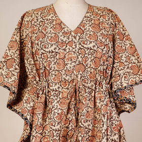 Block Print Cotton Kalamkari Kaftan with Tie-Up Waist