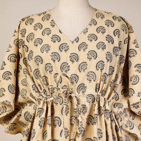 Block Print Cotton Kalamkari Kaftan with Tie-Up Waist