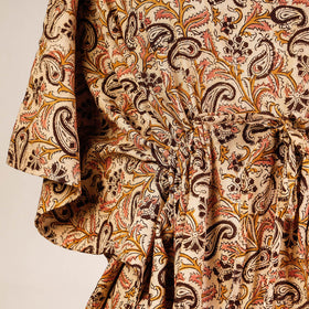 Block Print Cotton Kalamkari Kaftan with Tie-Up Waist