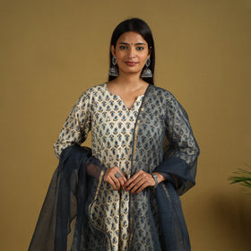  Block Print Cotton Ajrakh Kurta Set with Dupatta 