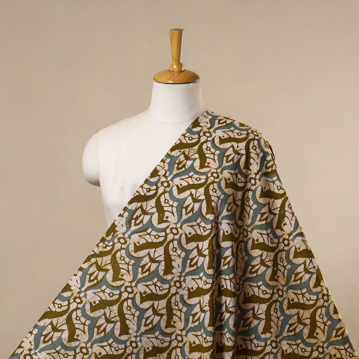 Beige - cotton kutch batik fabric 25 - handcrafted