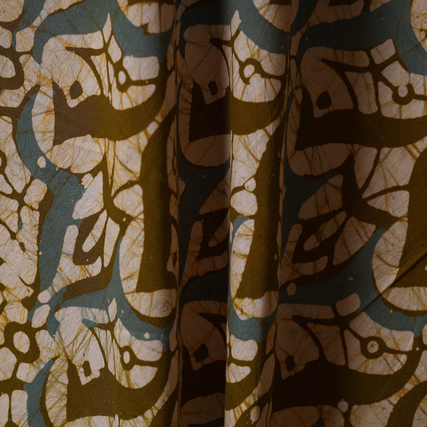 Beige - cotton kutch batik fabric 25 - handcrafted