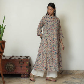 Buy Block Print Cotton A-Line Kalamkari Kurta For Women