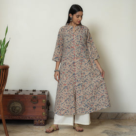 Buy Block Print Cotton A-Line Kalamkari Kurta For Women