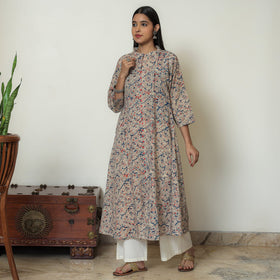Buy Block Print Cotton A-Line Kalamkari Kurta For Women