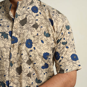Buy Beige Cotton Men Kalamkari Print Shirt