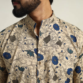 Buy Beige Cotton Men Kalamkari Print Shirt