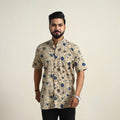 Buy Beige Cotton Men Kalamkari Print Shirt