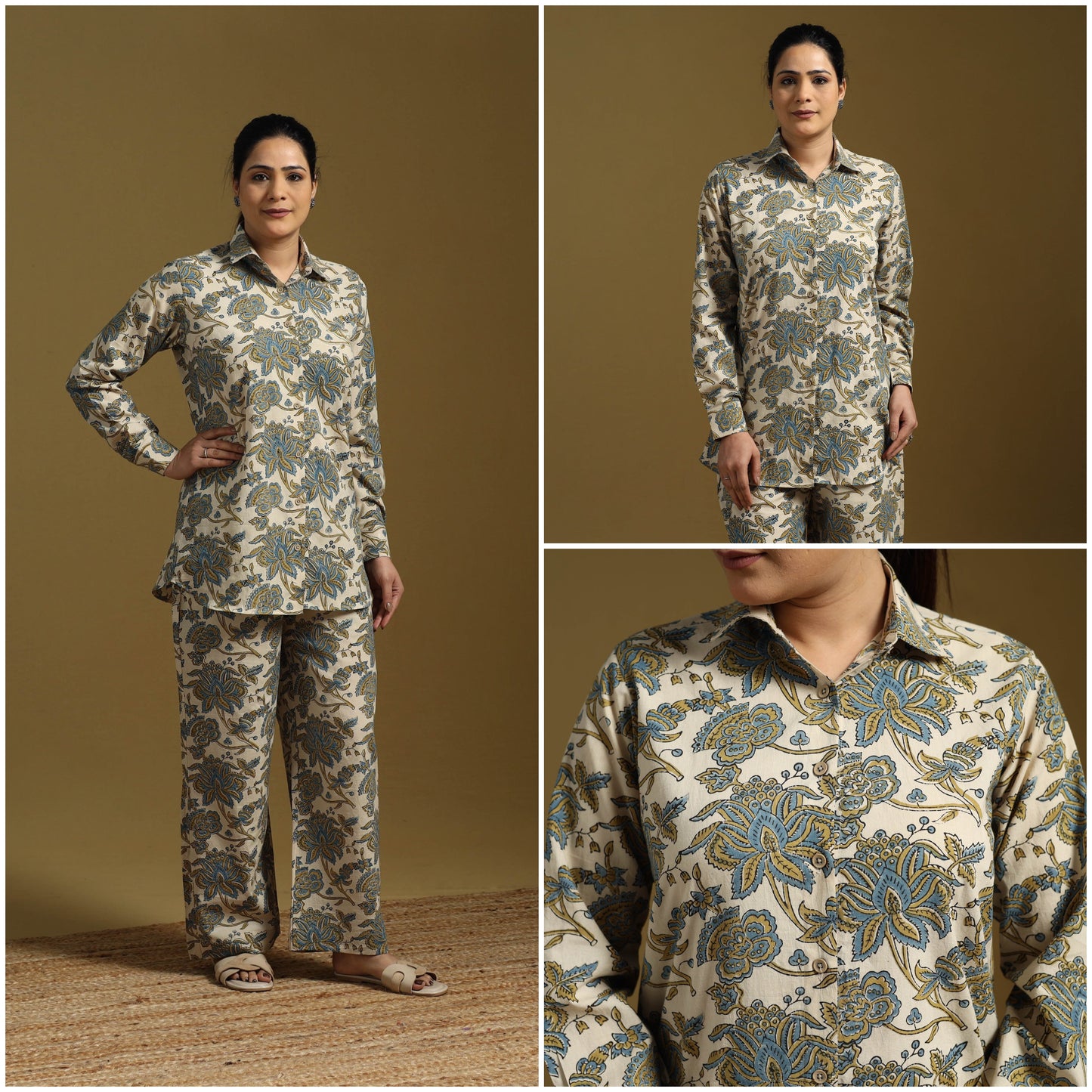 Cotton natural dyed co-ord set 03 - handcrafted