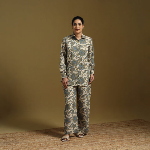 Cotton natural dyed co-ord set 03 - handcrafted