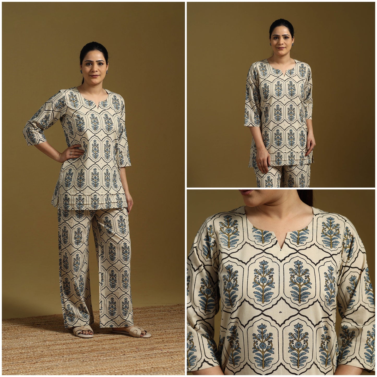 Cotton natural dyed co-ord set 06 - handcrafted