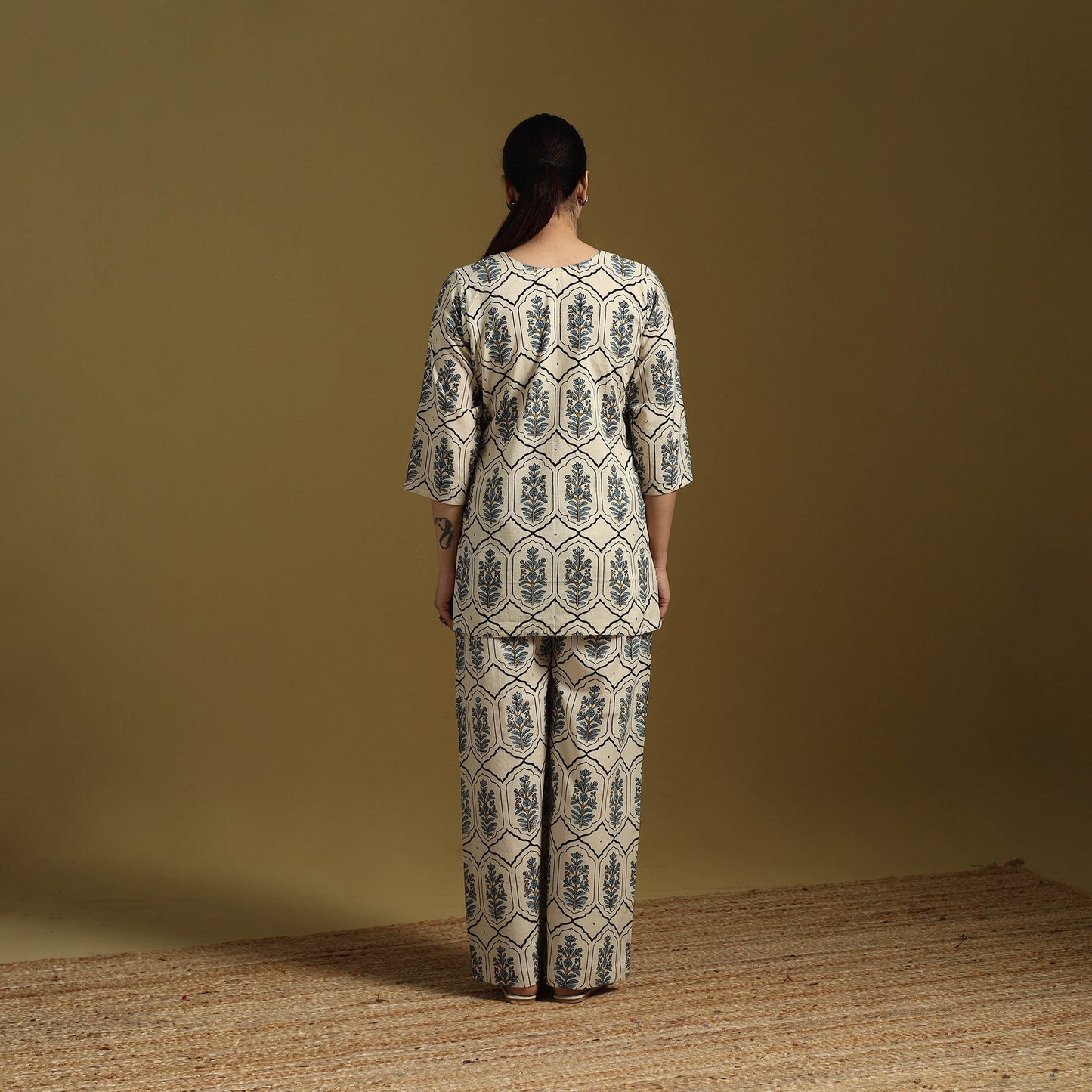 Cotton natural dyed co-ord set 06 - handcrafted