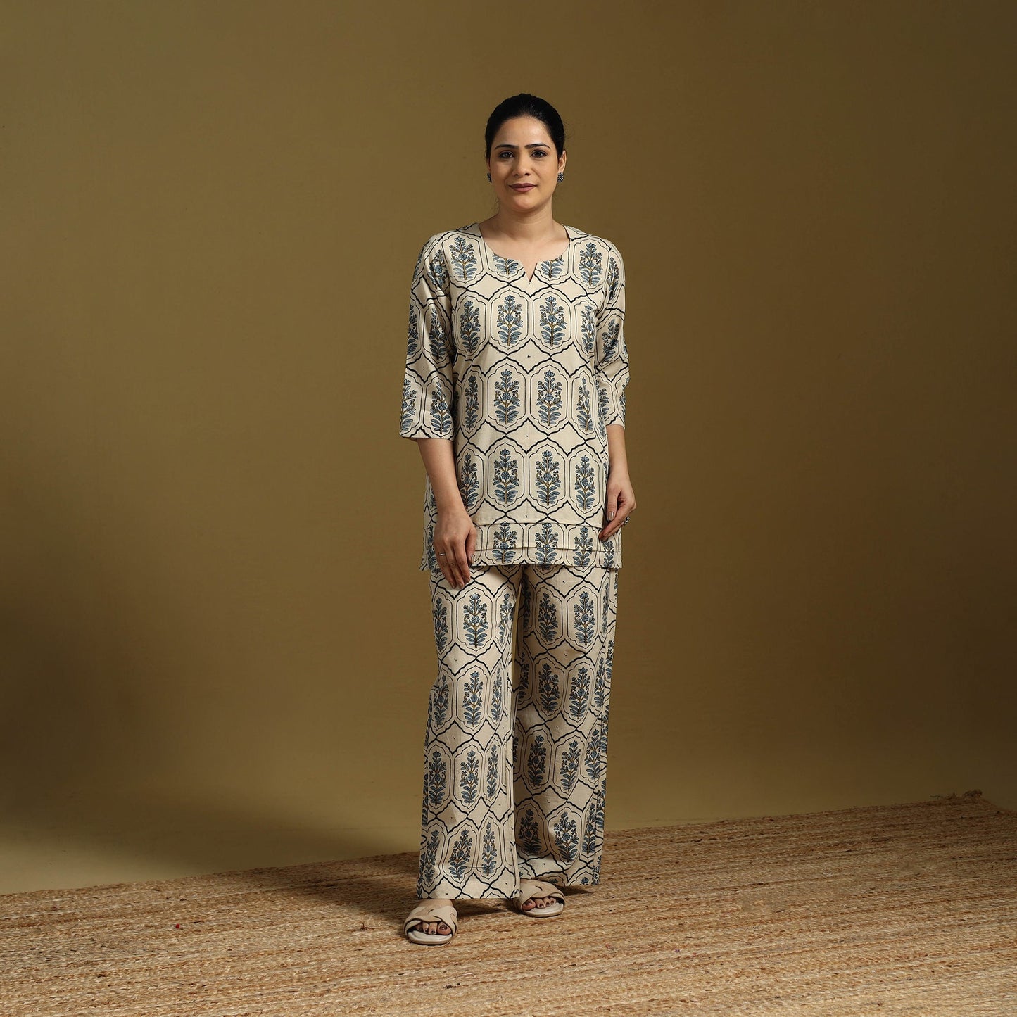 Cotton natural dyed co-ord set 06 - handcrafted