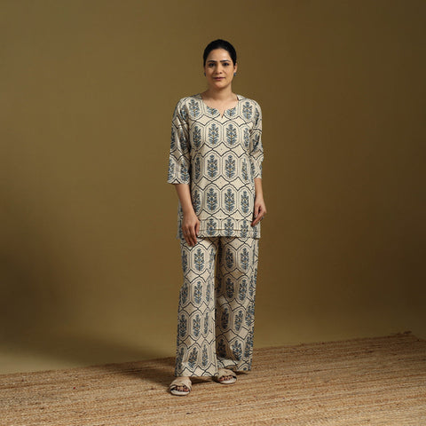 Cotton natural dyed co-ord set 06 - handcrafted