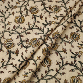 Beige Block Print Cotton Pedana Kalamkari Fabric