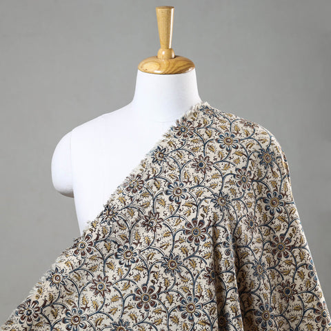 Buy Beige Block Print Cotton Pedana Kalamkari Fabric
