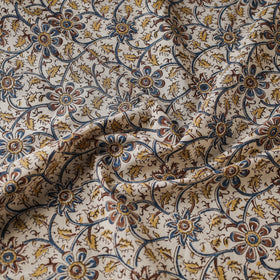 Buy Beige Block Print Cotton Pedana Kalamkari Fabric