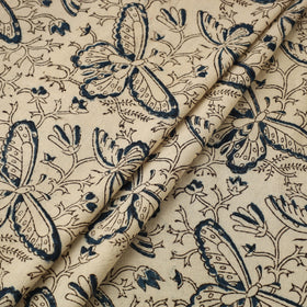  Beige Block Print Cotton Pedana Kalamkari Fabric