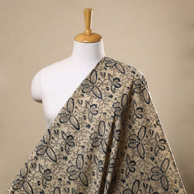  Beige Block Print Cotton Pedana Kalamkari Fabric